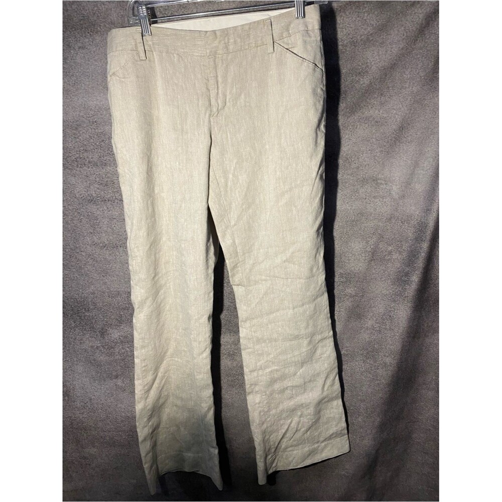 ⁠GAP Perfect Trouser Pants 4R Beige Tan Linen Blend Stretch Mid Rise Straight⁠